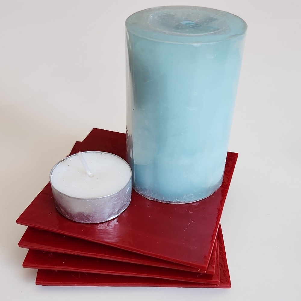 4 Piece Opaque Red Glass Coaster Set